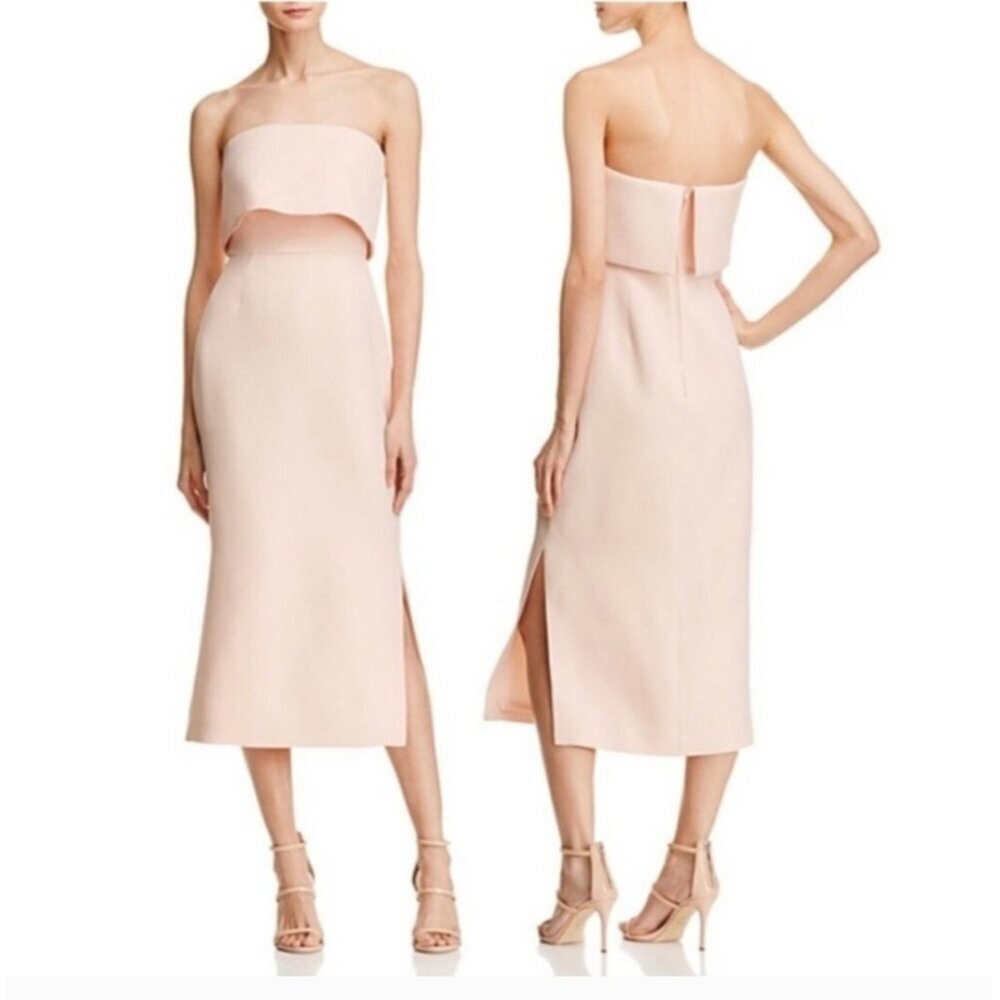 CMEO Collective strapless blush dress MIDI DRESS ROSE SIZE S